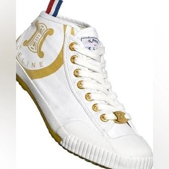Celine x Feiyue EUC High Top Canvas Sneakers Rare Size 37 EU 7,5 US Vintage